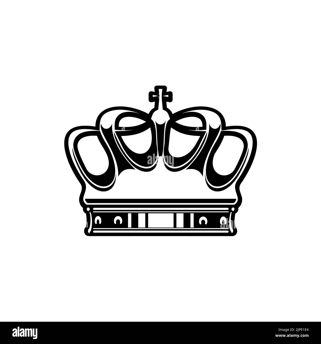 Couronne pour le roi ou la reine icône de vecteur, couronnement headaddress pour Monarch. Monochrome de luxe royauté monarchie médiévale symbole du couronnement de l'empereur, signe impérial, emblème noir isolé sur fond blanc Illustration de Vecteur