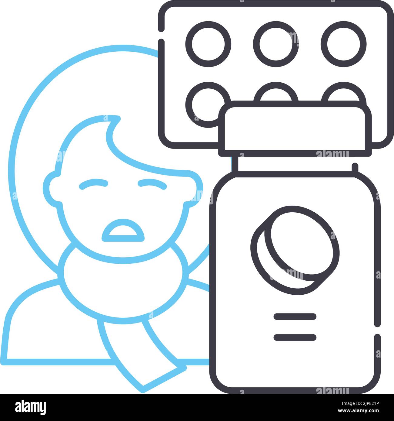 icône de ligne de grippe, symbole de contour, illustration vectorielle, signe de concept Illustration de Vecteur
