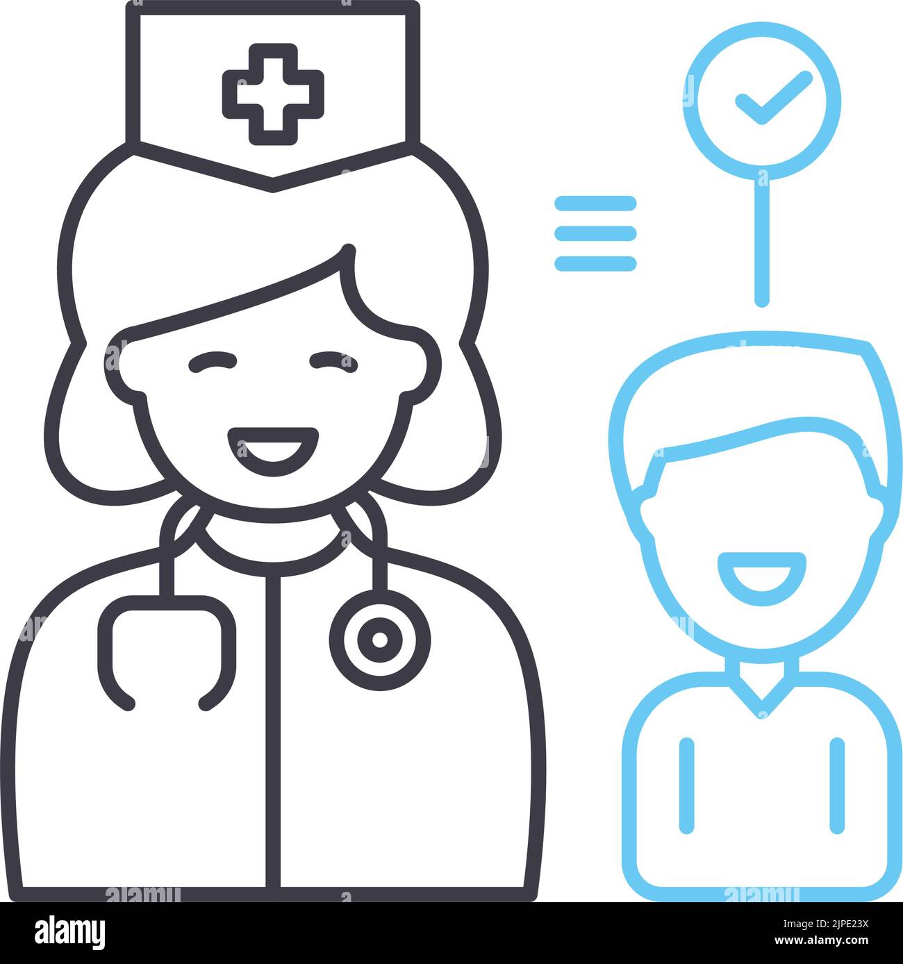icône de ligne d'examen médical, symbole de contour, illustration vectorielle, signe de concept Illustration de Vecteur