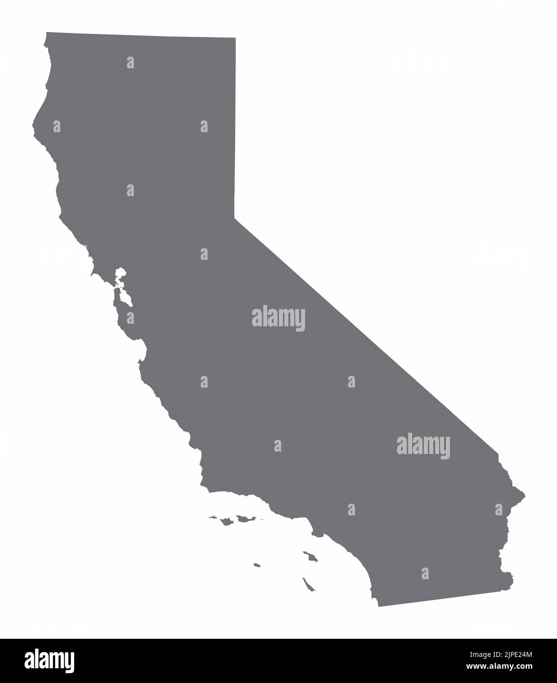 Silhouette de la carte de l'État de Californie isolée sur fond blanc Illustration de Vecteur