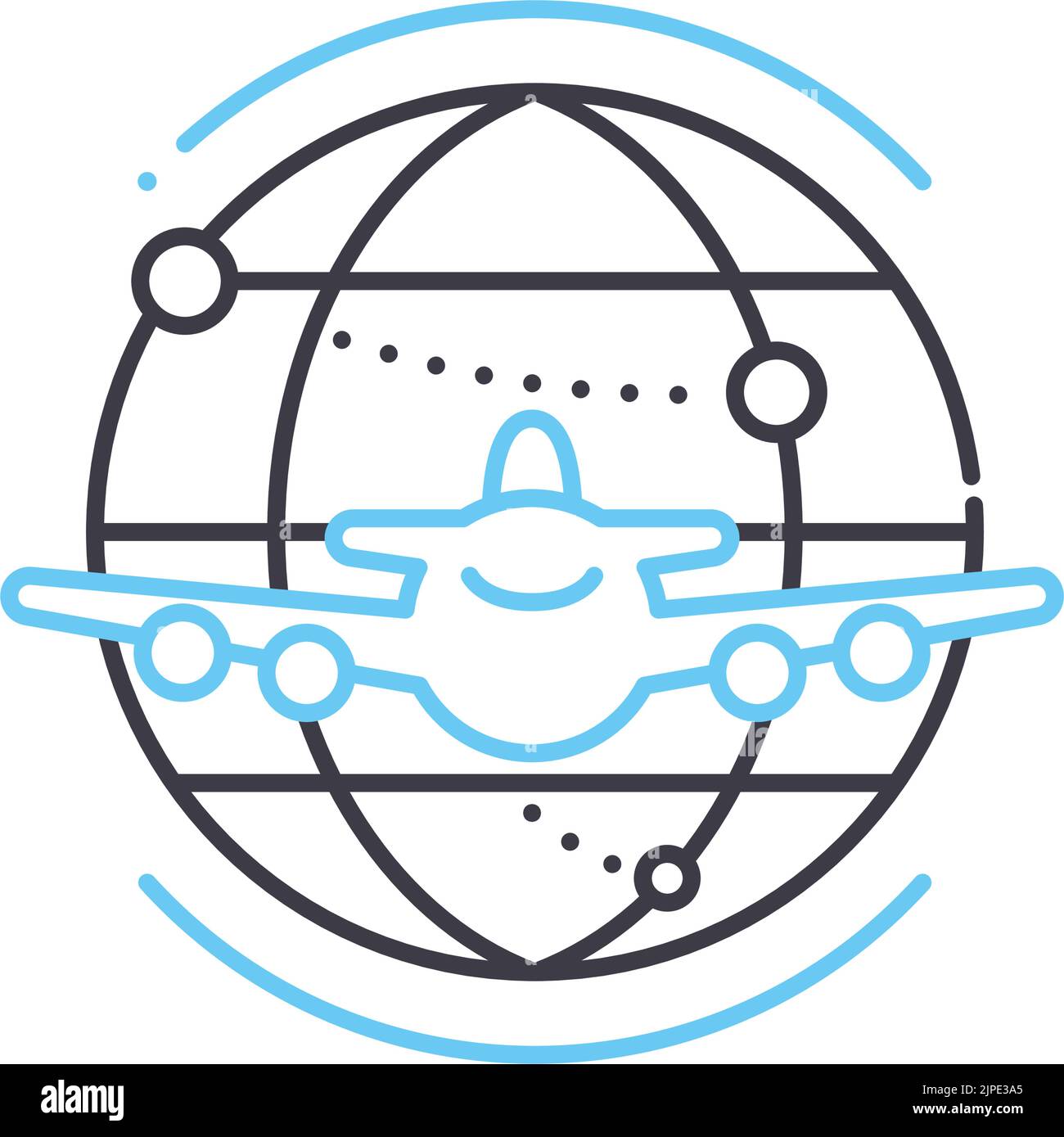 icône de ligne d'expédition globale, symbole de contour, illustration vectorielle, signe de concept Illustration de Vecteur