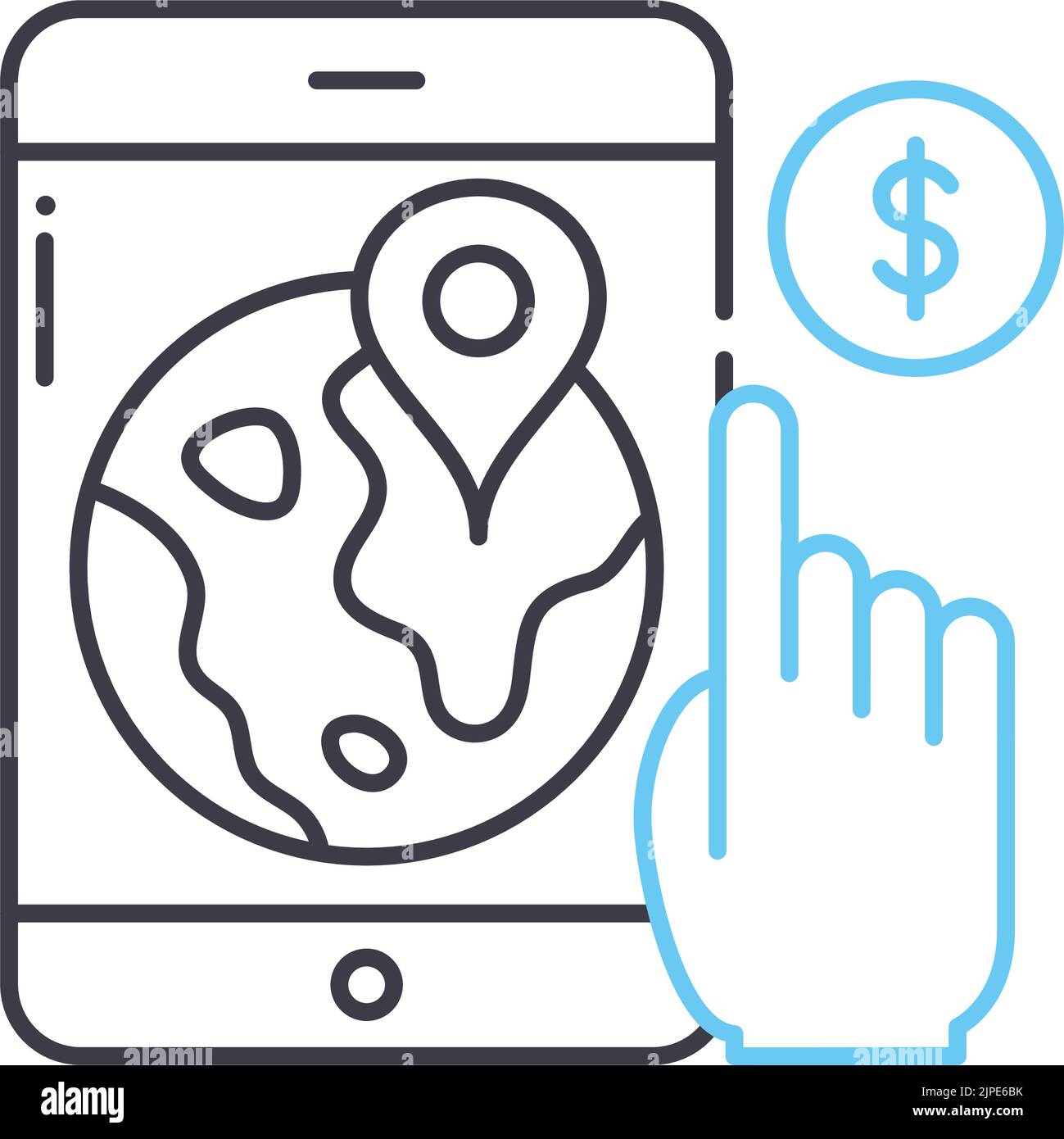 icône de ligne de transfert en ligne, symbole de contour, illustration vectorielle, signe de concept Illustration de Vecteur