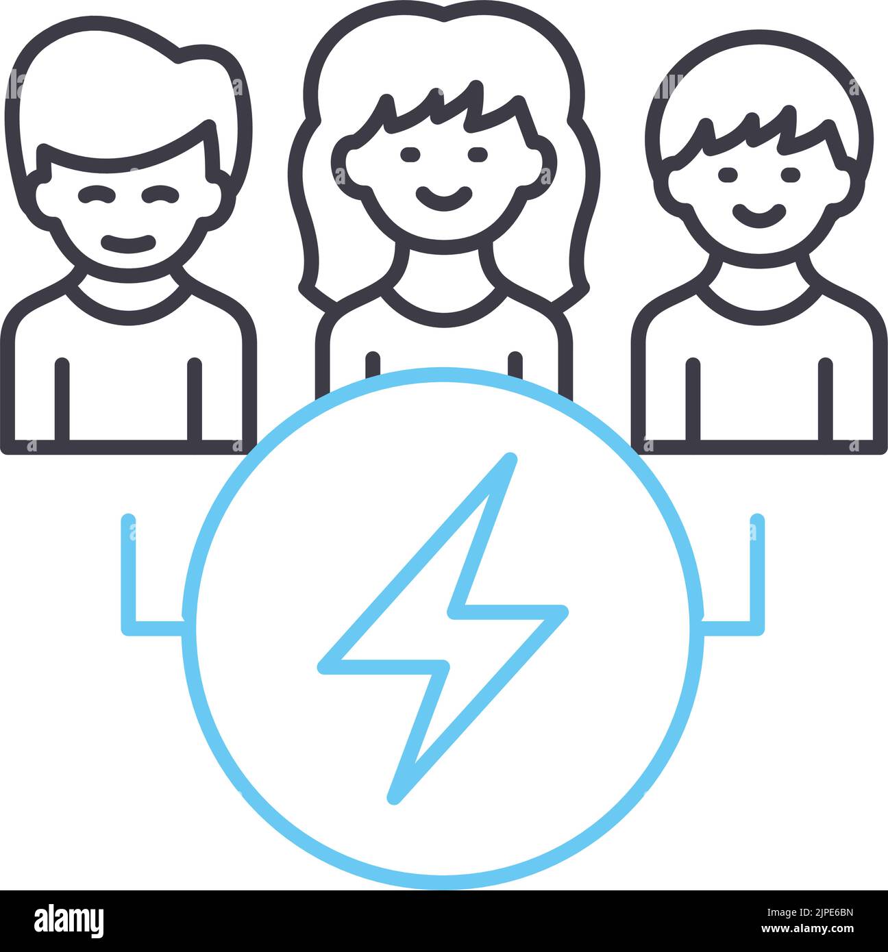 icône de ligne d'énergie sociale, symbole de contour, illustration vectorielle, signe de concept Illustration de Vecteur