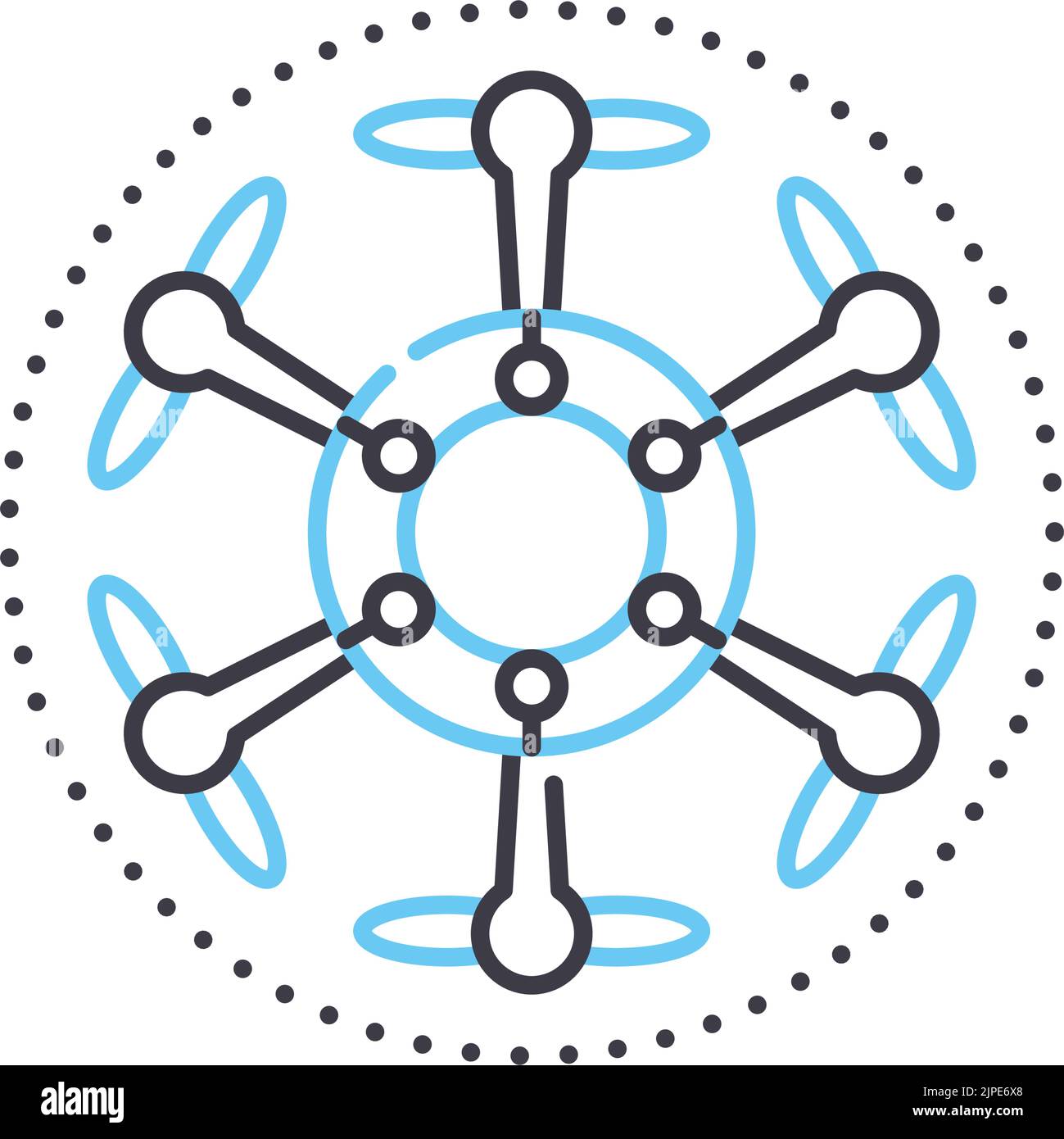 icône de ligne de drone de rotor, symbole de contour, illustration de vecteur, signe de concept Illustration de Vecteur