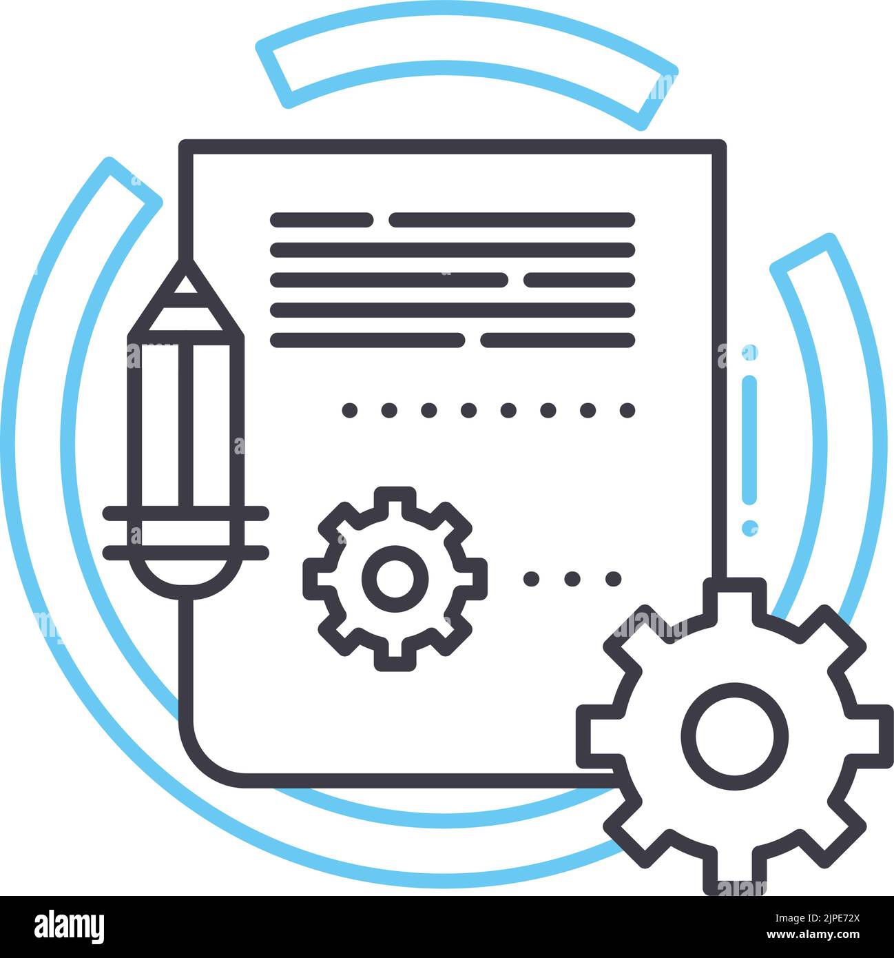 icône de ligne de développement web, symbole de contour, illustration vectorielle, signe de concept Illustration de Vecteur