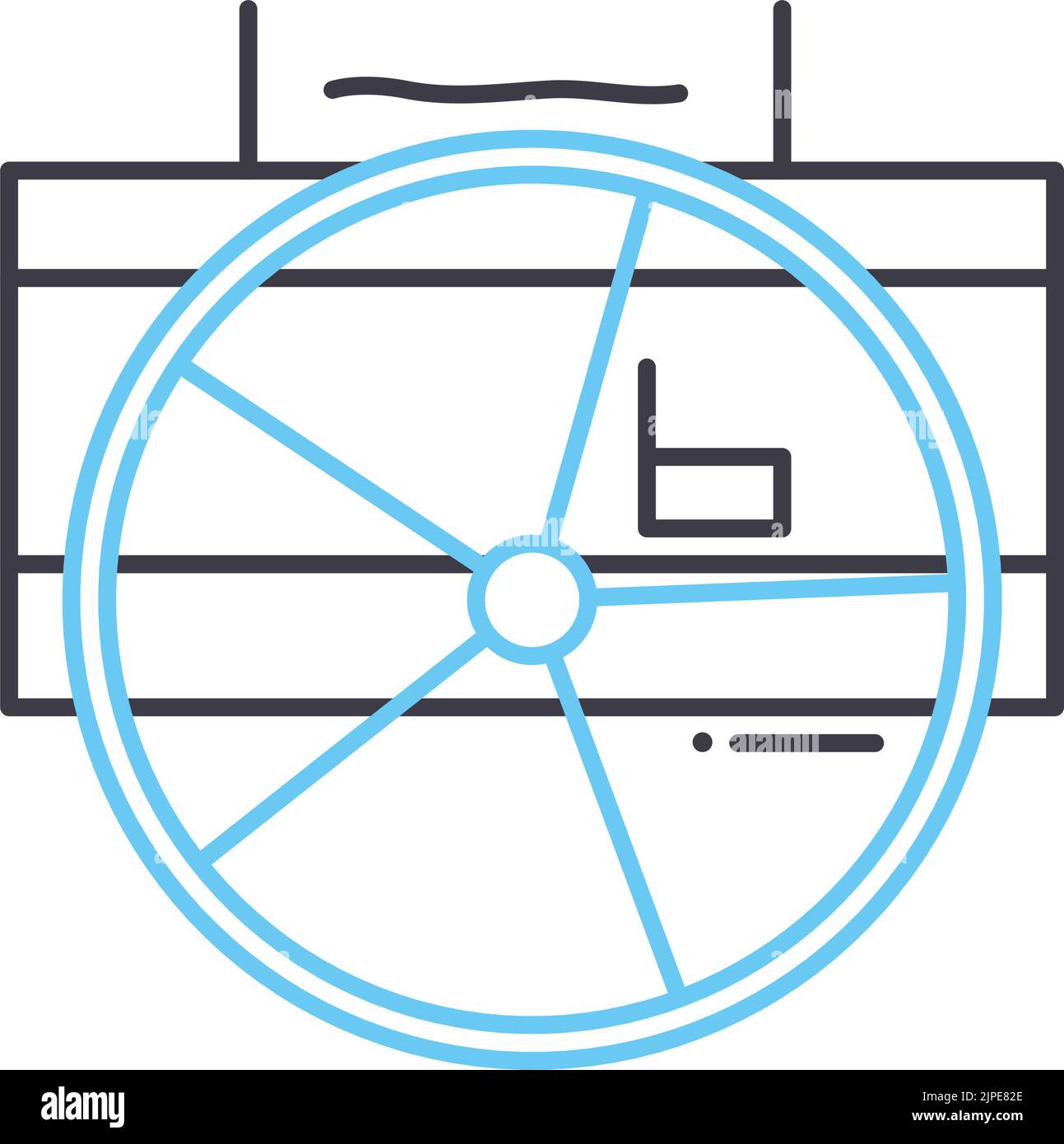 icône de ligne de commande de la roue de gouvernail, symbole de contour, illustration vectorielle, signe de concept Illustration de Vecteur