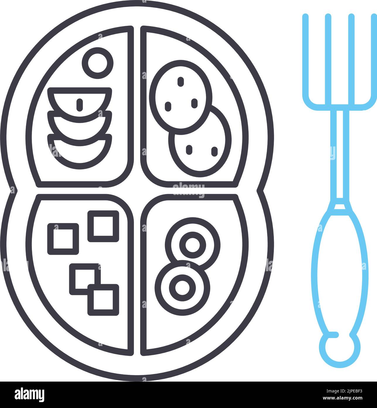 icône de la ligne de préparation des repas, symbole de contour, illustration vectorielle, signe de concept Illustration de Vecteur