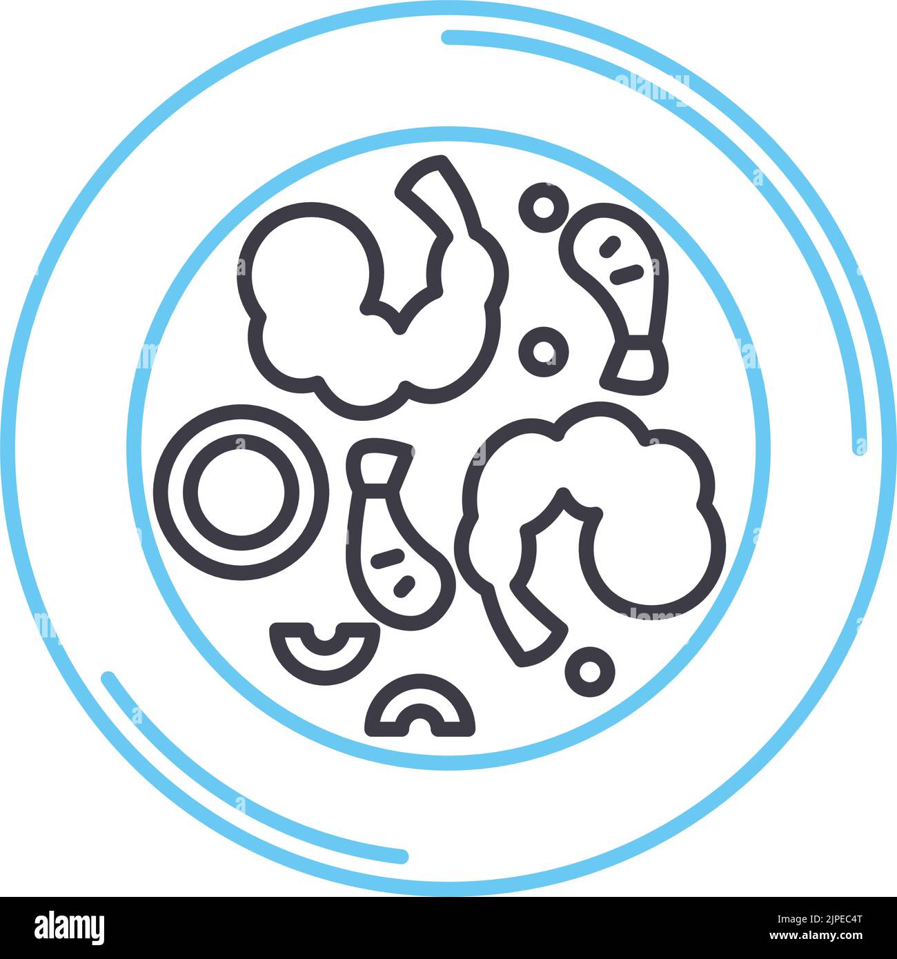 icône de la ligne de produits alimentaires de mer, symbole de contour, illustration vectorielle, signe de concept Illustration de Vecteur
