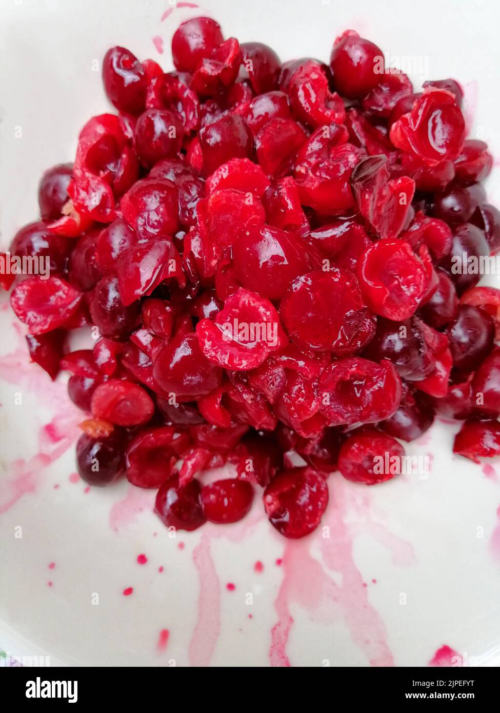 cerises, évidées, cerisiers, gutteds Banque D'Images