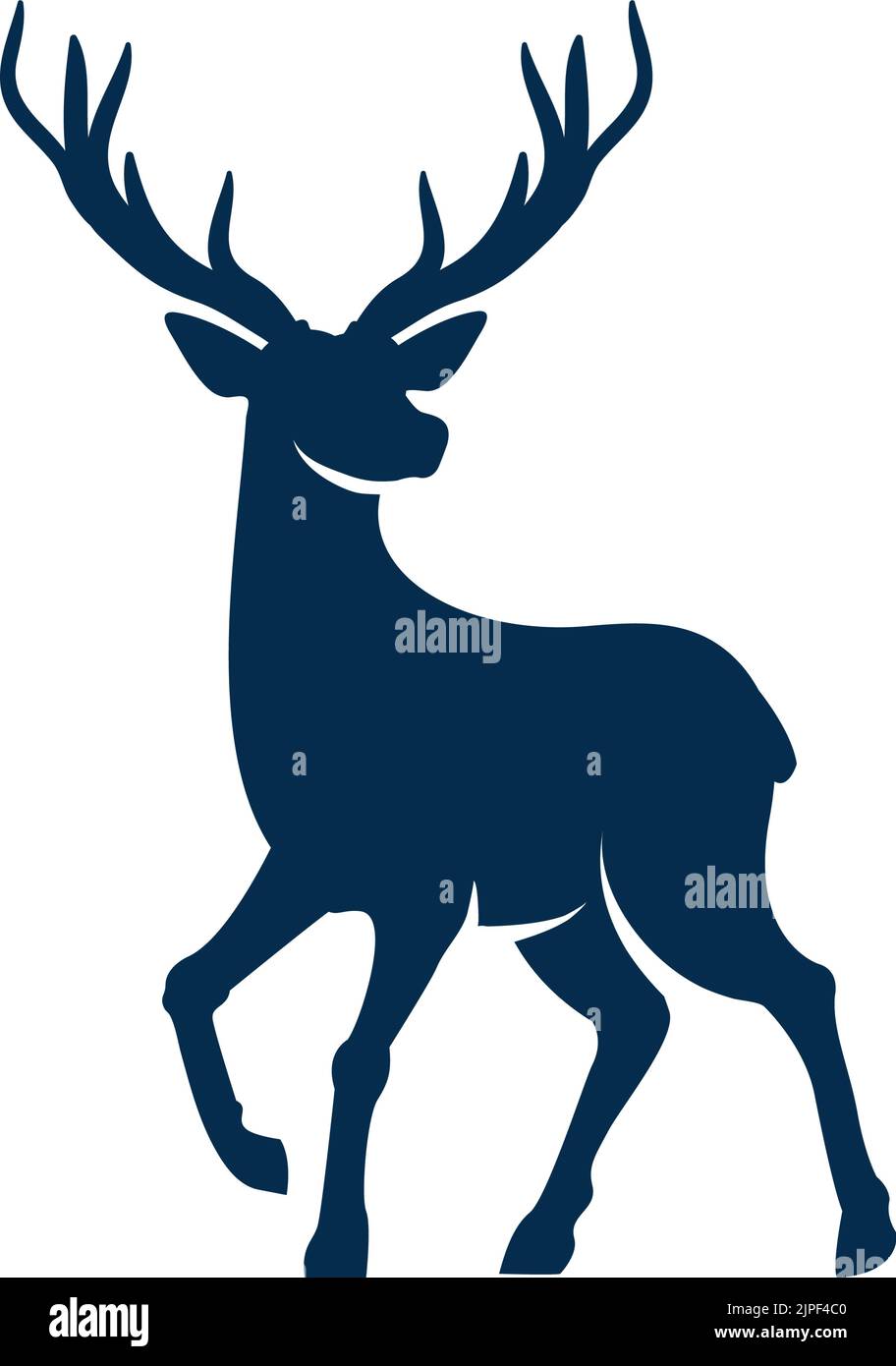 Buck renne animal isolé de chasse mascotte de sport. Silhouette vectorielle de renne, d'élan ou de buck, créature sauvage avec cornes ondulées. Cerf-cerf du-Nord avec bois, portrait en longueur de mammifère corné Illustration de Vecteur