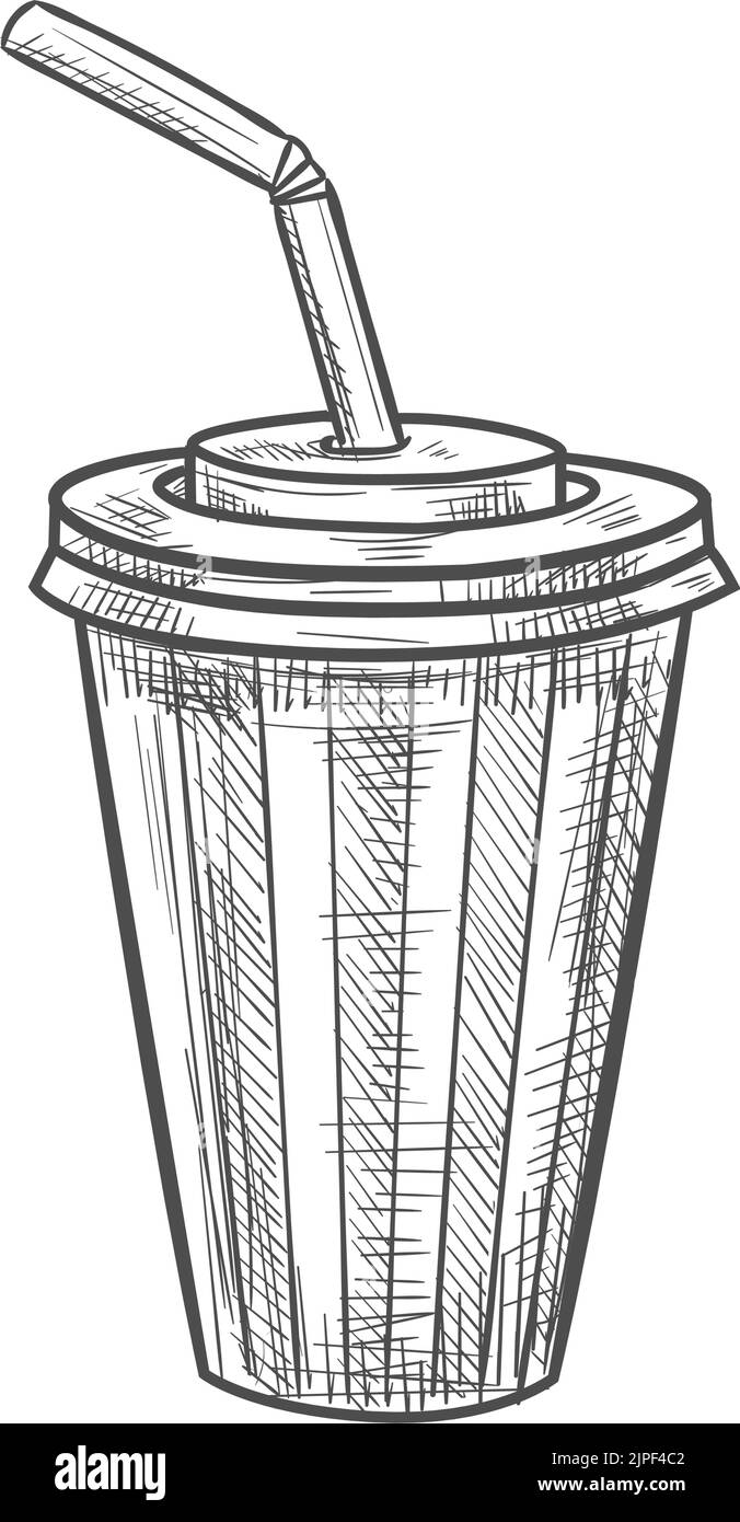 Une tasse de boisson à emporter rayée au cola ou au soda. Verre vectoriel de coca fizzy Illustration de Vecteur