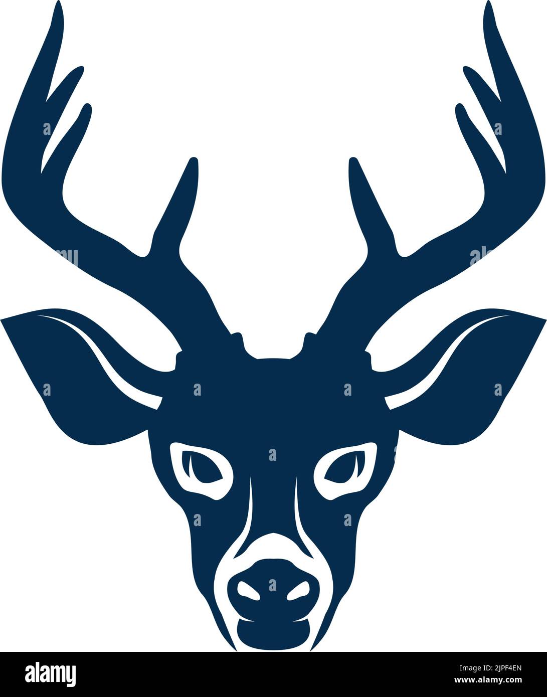 Cerf animal sauvage avec bois isolé portrait tiré à la main. Cerf-cerf-Nord vectoriel avec bois, museau de mammifère à cornes. Trophée renne, élan ou buck, tête de créature sauvage avec cornes ondulées Illustration de Vecteur