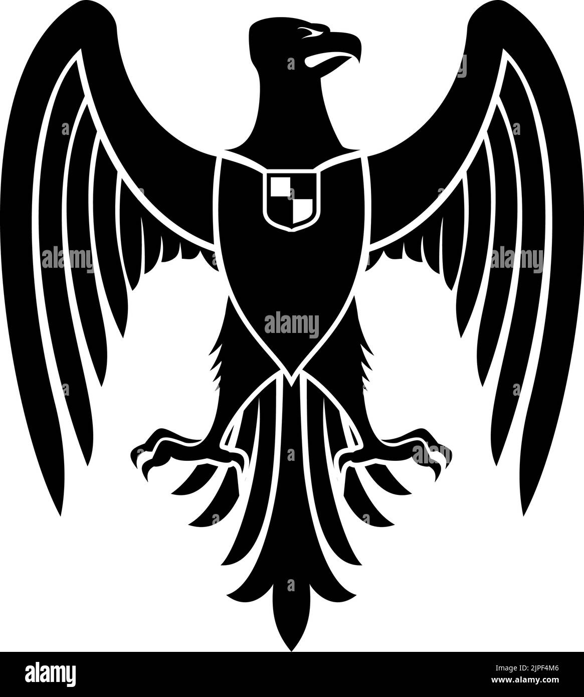 Aigle héraldique, emblème de vecteur royal. Symbole héraldique d'oiseau de faucon isolé ou de faucon gothique Illustration de Vecteur