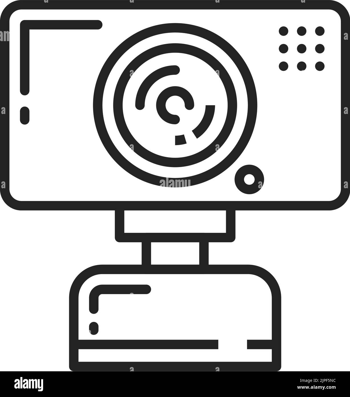 Icône linéaire isolée de la caméra de surveillance. Vector videocamera, webcam , icône de contour de caméra de chat. Webcamera avec télécommande, système espion. Affichage de caméra vidéo de diffusion avec objectif optique Illustration de Vecteur