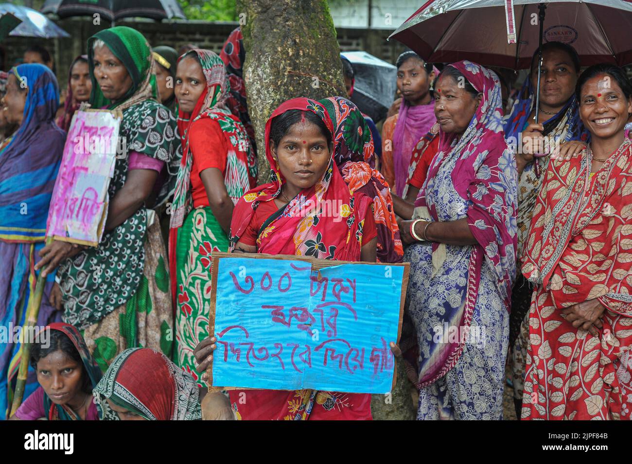 Sylhet, Mexico, Bangladesh. 16th août 2022. 16 août 2022, Sylhet, Bangladesh: Les travailleurs des plantations de thé du Bangladesh ont été en grève et agitation au cours de la dernière semaine dans 241 plantations de thé à travers le pays, exigeant une augmentation de 300 000 savoirs traditionnels par jour (3,16 USD). La photo a été prise aujourd'hui à 11:30 du Sylhet Malnichhara Tea Garden. À l'heure actuelle, chaque travailleur obtient un salaire de 120 TK ( 1,26 USD ) pour travailler 8 heures par jour. Sur 16 août 2022 à Sylhet, Bangladesh. (Credit image: © MD Rafayat Haque Khan/eyepix via ZUMA Press Wire) Banque D'Images
