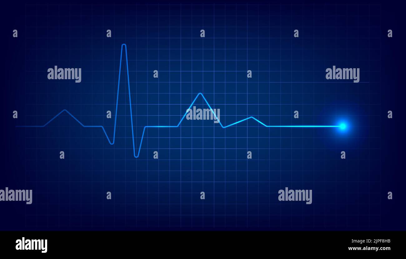 Moniteur de pouls cardiaque bleu avec signal. Arrière-plan du cardiogramme de battement cardiaque. Illustration de Vecteur