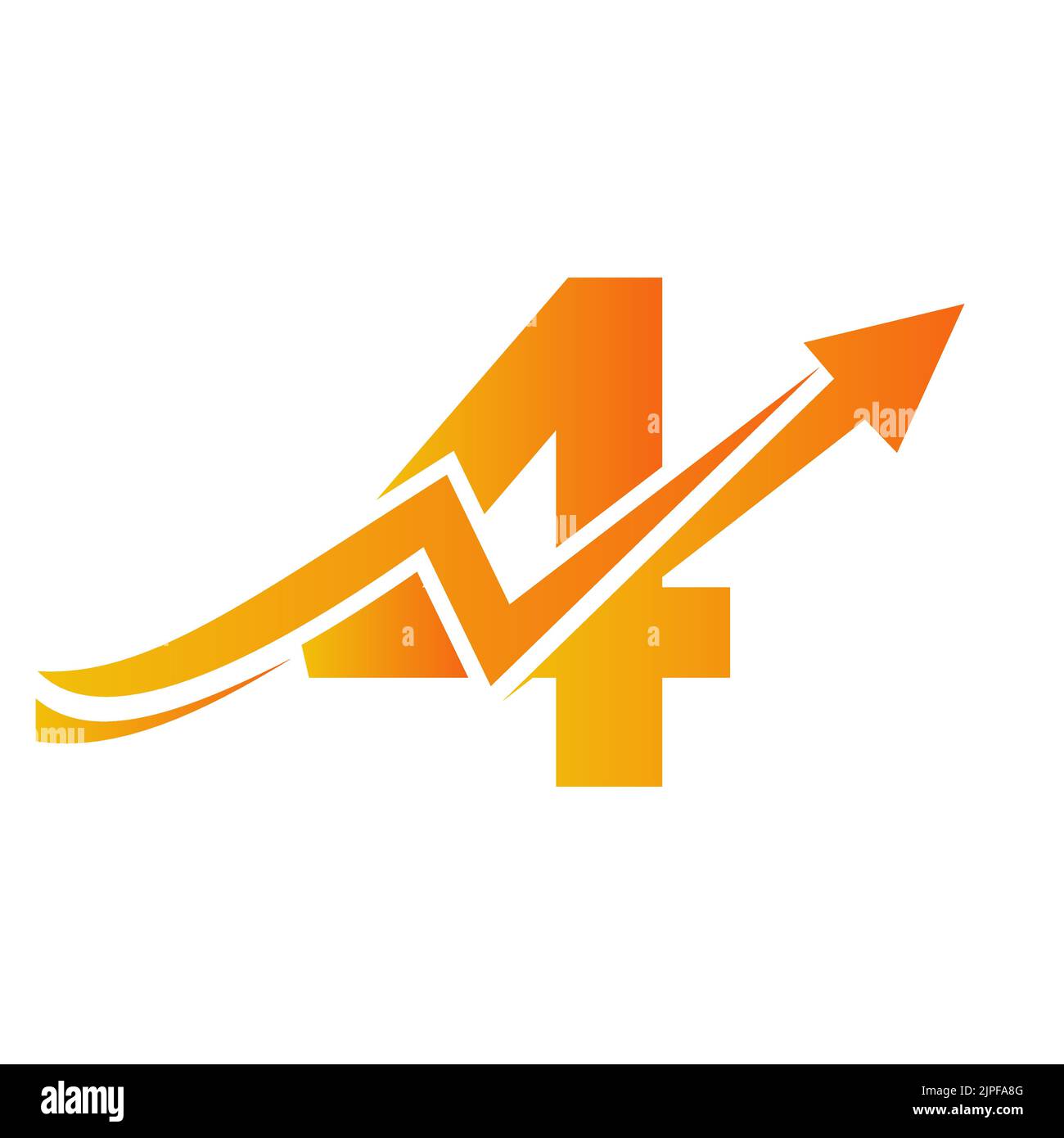 Lettre 4 logo financier avec flèche de croissance. Logo Economy modèle vectoriel alphabétique 4 Illustration de Vecteur