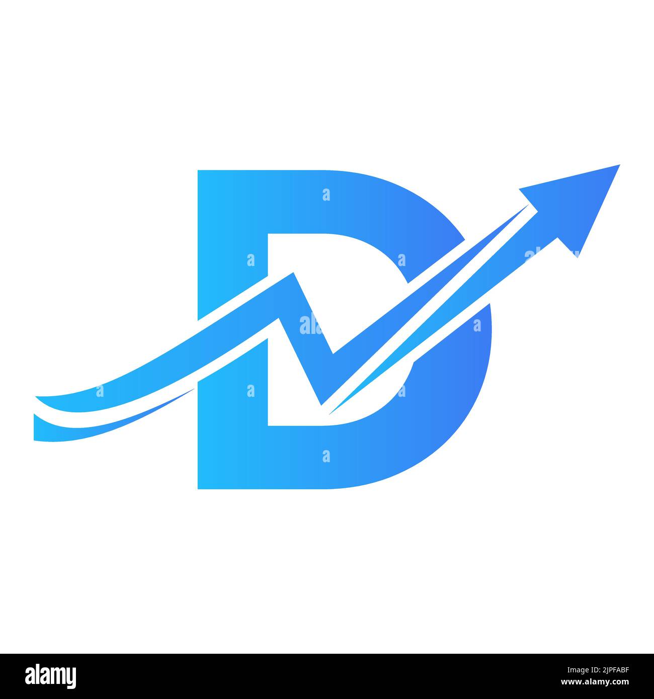 Lettre D logo financier avec flèche de croissance. Logo économique Sign On Alphabet D Vector Template Illustration de Vecteur