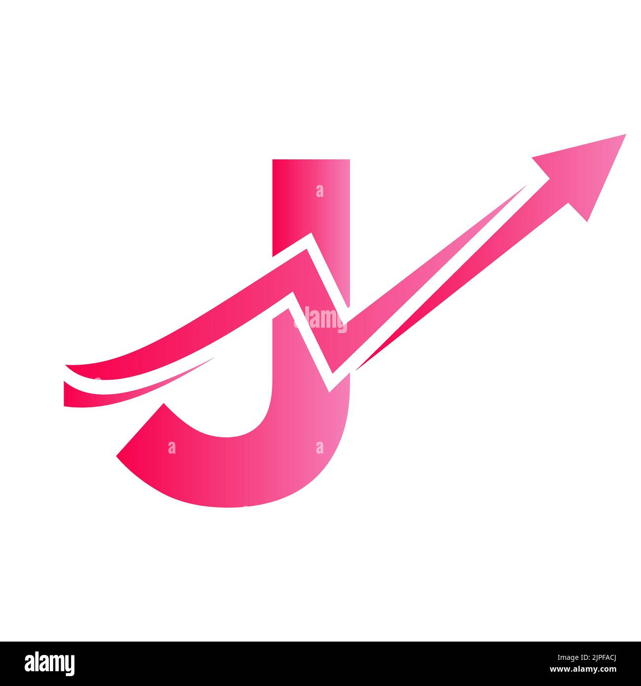 Lettre J logo financier avec flèche de croissance. Logo économique Sign On Alphabet J Vector Template Illustration de Vecteur