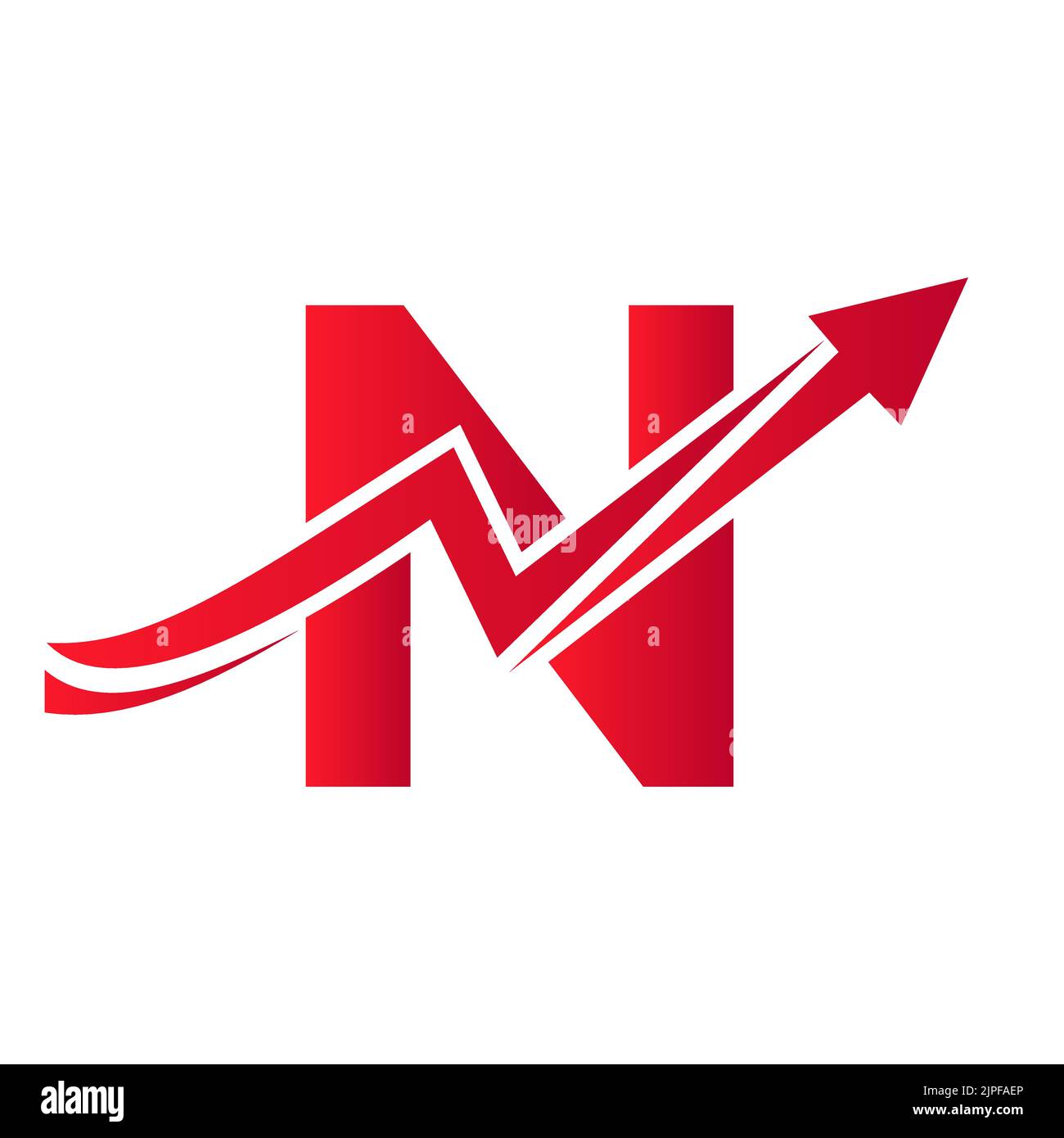 Logo financier lettre N avec flèche de croissance. Logo économique modèle vectoriel alphabétique N à signer Illustration de Vecteur