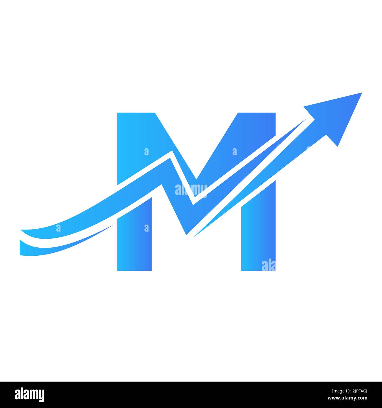 Lettre M logo financier avec flèche de croissance. Logo économique Sign On Alphabet M Vector Template Illustration de Vecteur