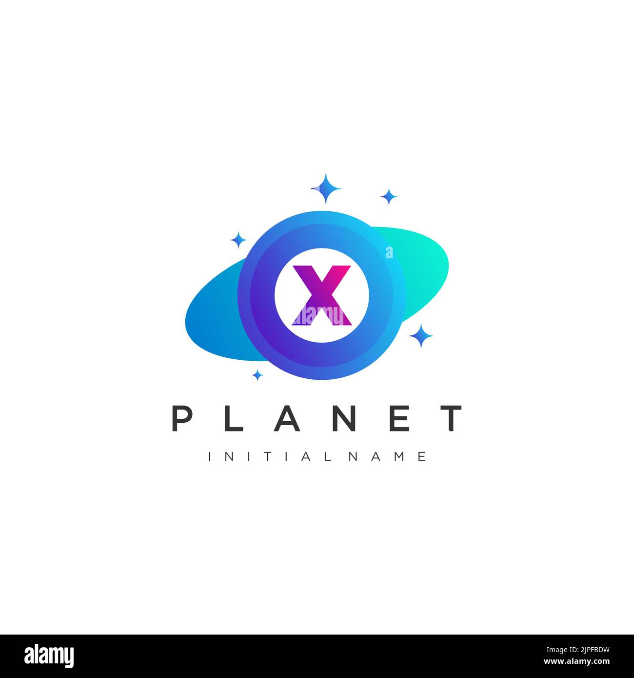 Lettre X initiale cercle avec orbite pour vecteur planète Illustration de Vecteur
