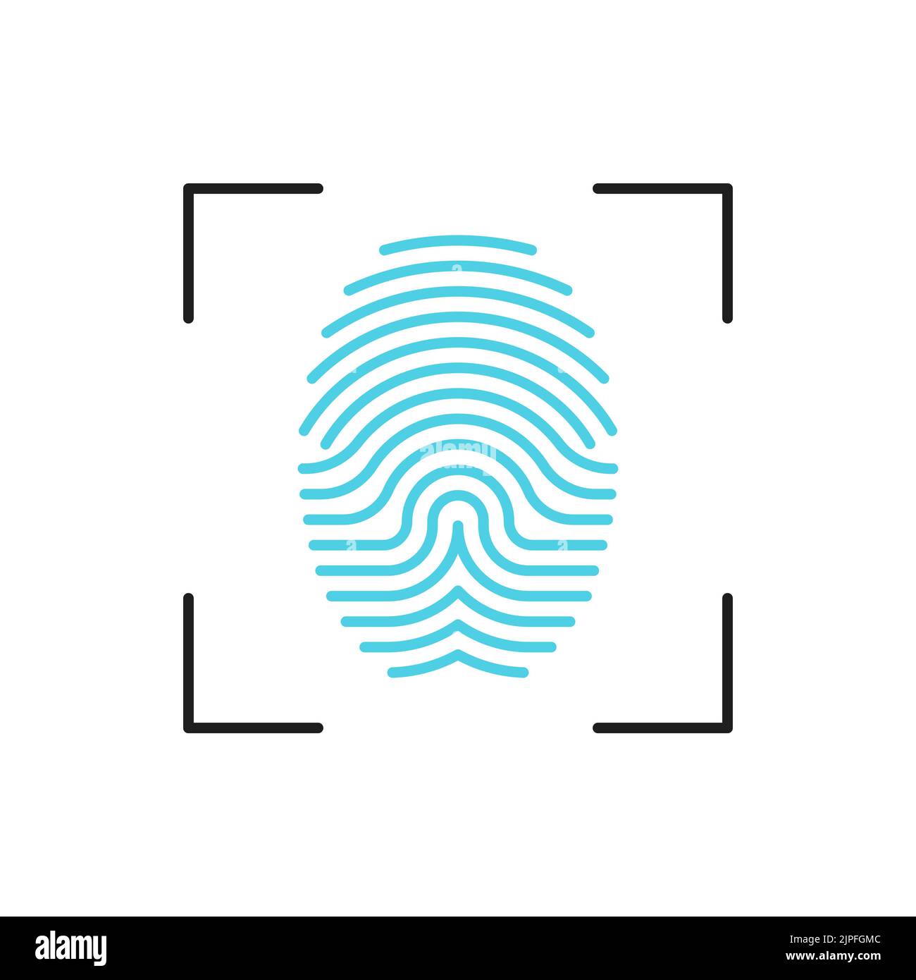 Icône de présentation de la technologie du lecteur d'empreintes digitales. Identification et vérification biométriques, accès à l'information et système de sécurité identification d'une icône de vecteur de ligne mince ou d'un simple pictogramme Illustration de Vecteur