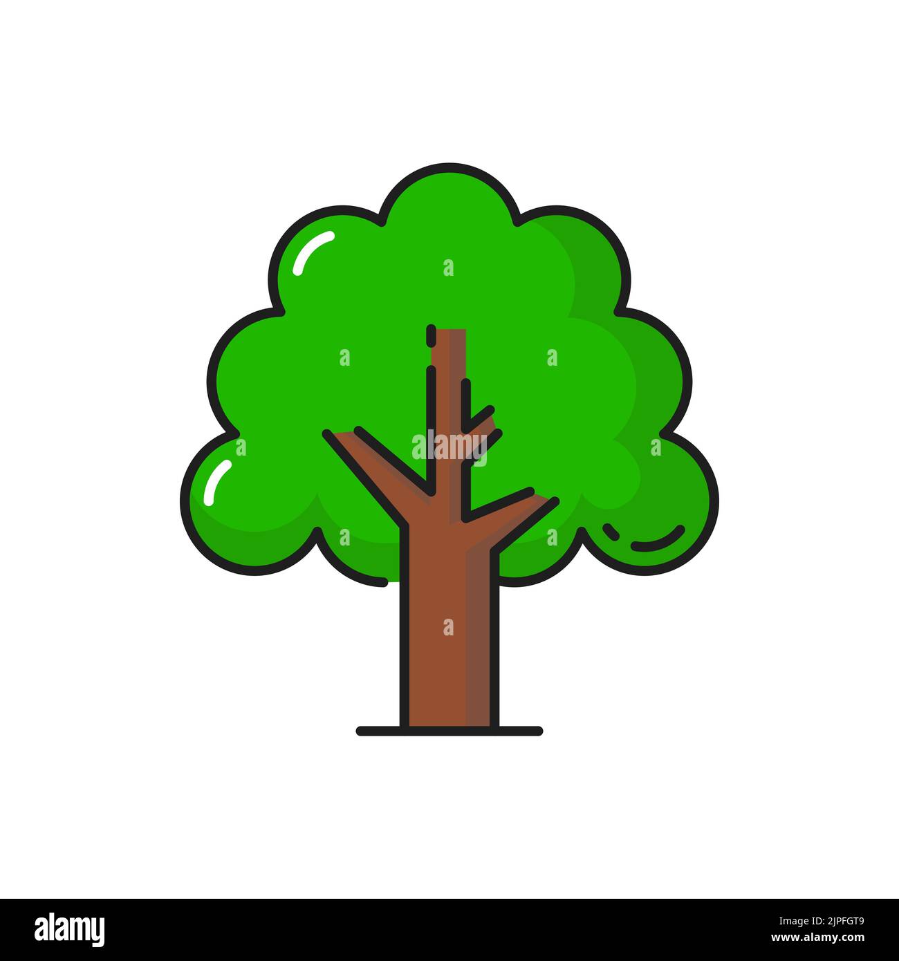 Icône d'arbre vert, plante forestière et naturelle avec branches et feuilles, symbole vectoriel isolé. Chêne de jardin ou buisson dans la silhouette plate icône pour l'environnement écologique, le jardinage et la conception d'aménagement paysager Illustration de Vecteur