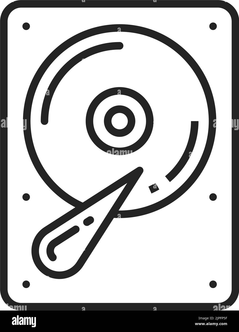 Icône de ligne simple de contour isolée du disque dur. Disque mémoire interne vectoriel, stockage du serveur de disque dur. Disque de téraoctet avec données, disque dur de l'ordinateur. winchester externe, matériel portable Illustration de Vecteur