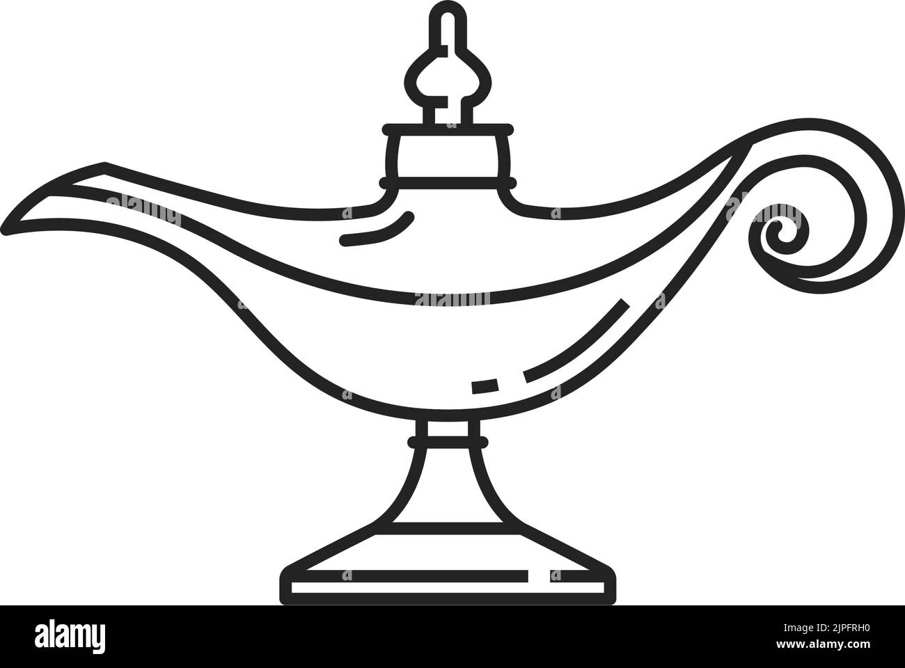 Lampe à huile, lanterne ancienne égyptienne, icône de ligne vectorielle. L'Égypte antique symbole de la culture et de l'histoire relique, lampe à huile magique de mythe, lanterne de génie arabe dans le contour Illustration de Vecteur