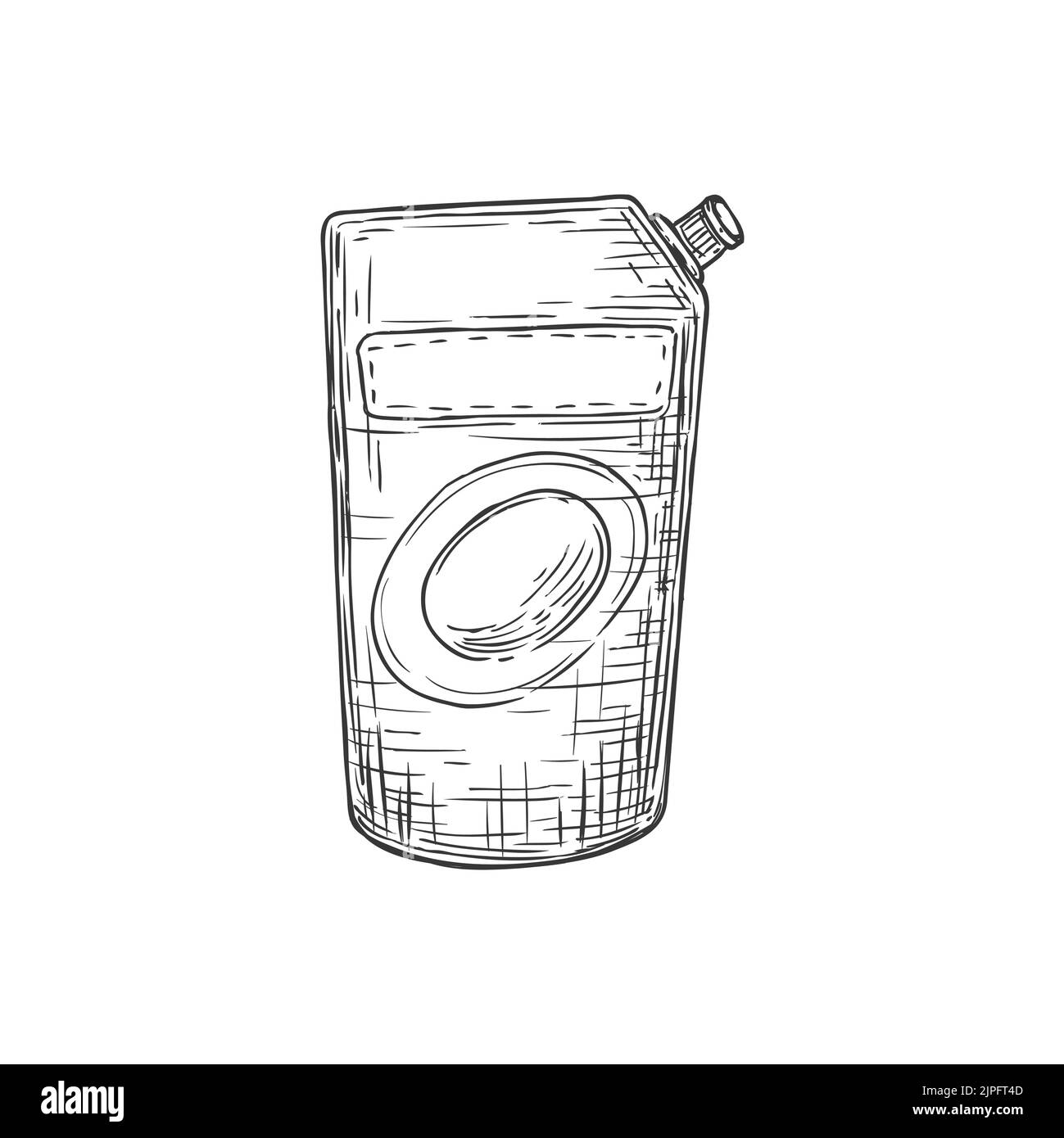 Porte-gobelet avec couvercle de boucherie d'angle, sac avec ketchup, mayonnaise ou icône de dessin monochrome moutarde. Pochette vectorielle avec sauce ou nourriture pour bébé, lait condensé, yaourt ou emballage cosmétique Illustration de Vecteur