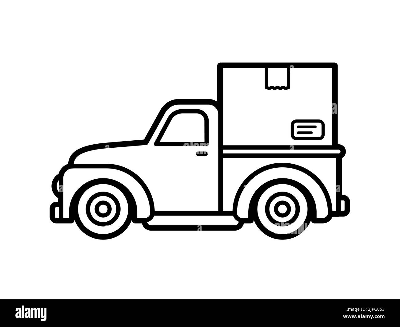 Camion de livraison avec icône d'emballage sur fond blanc, style audacieux, illustration vectorielle Illustration de Vecteur