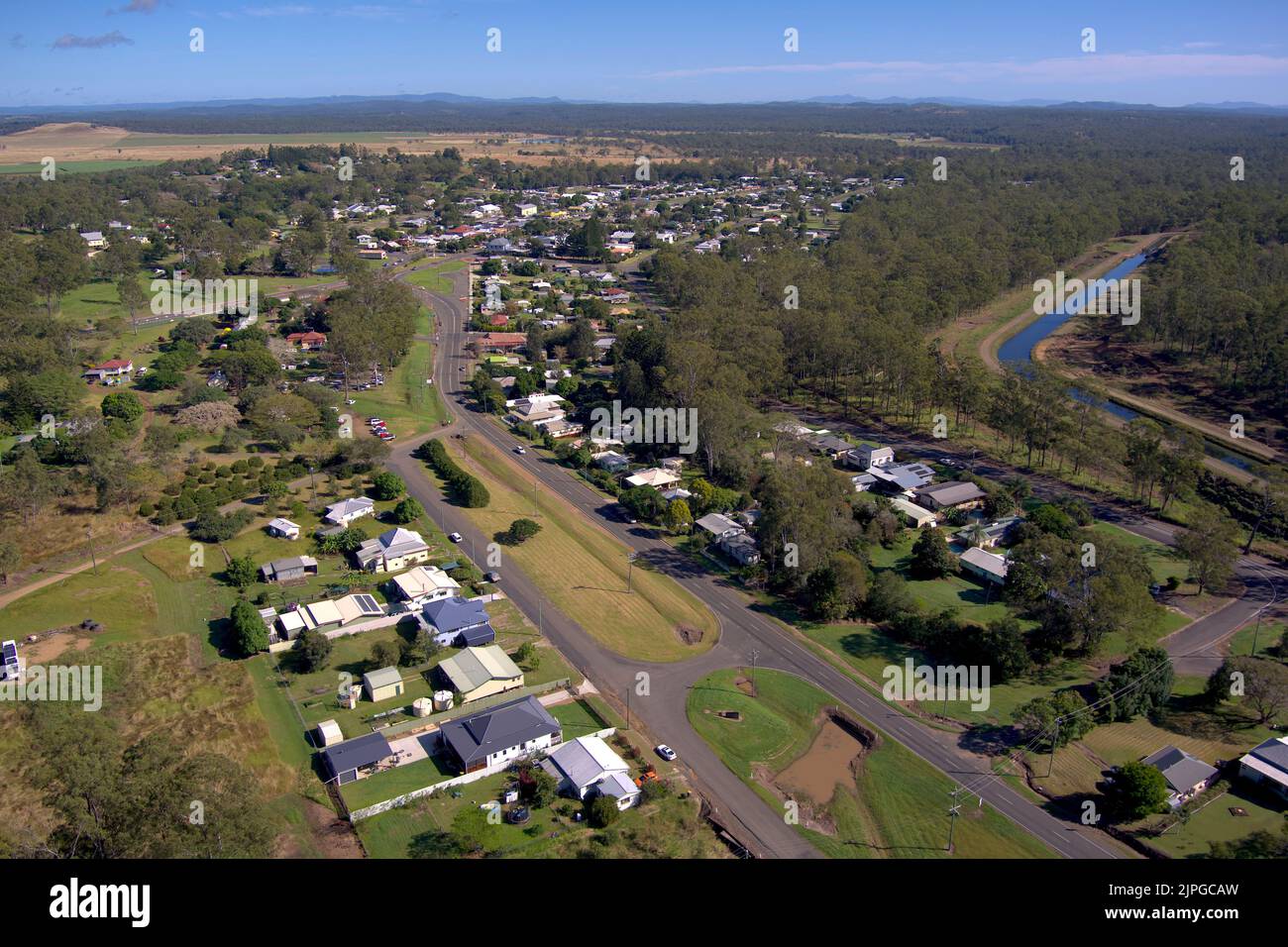 Antenne du canal d'irrigation du lac Monduran - Gin Gin Queensland Australie Banque D'Images