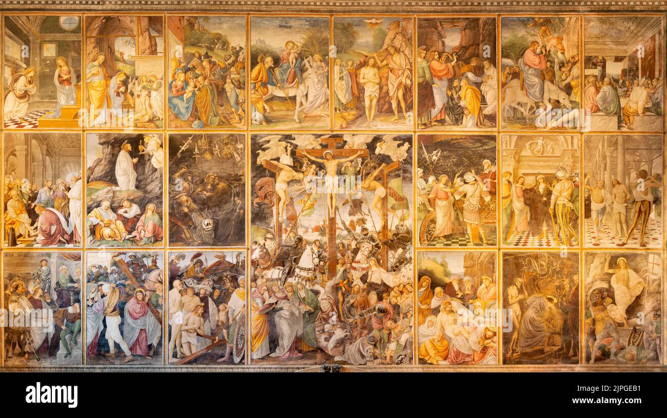 Varallo - la fresque Renaissance du Nouveau Testament Histoire de la Rédemption dans l'église Chiesa Santa Maria delle Grazie par Gaudenzio Ferrari (1513) Banque D'Images
