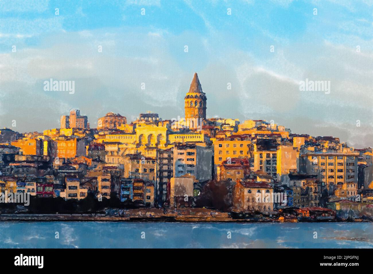 Tour de Galata à Istanbul. Image de style aquarelle. Banque D'Images