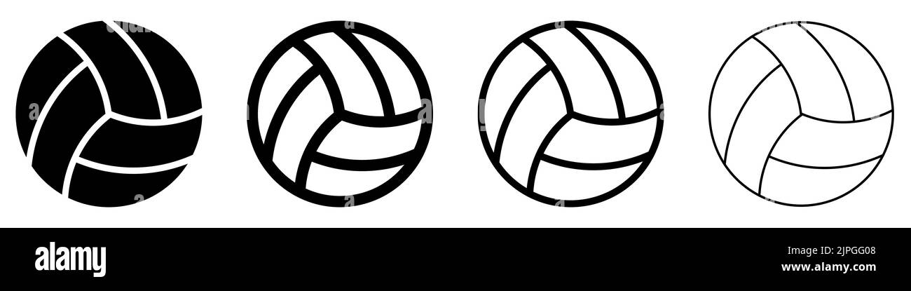 Icône de volley-ball. Illustration vectorielle. Jeu d'icônes isolées de volley-ball. Symbole de boule de volley noire Illustration de Vecteur