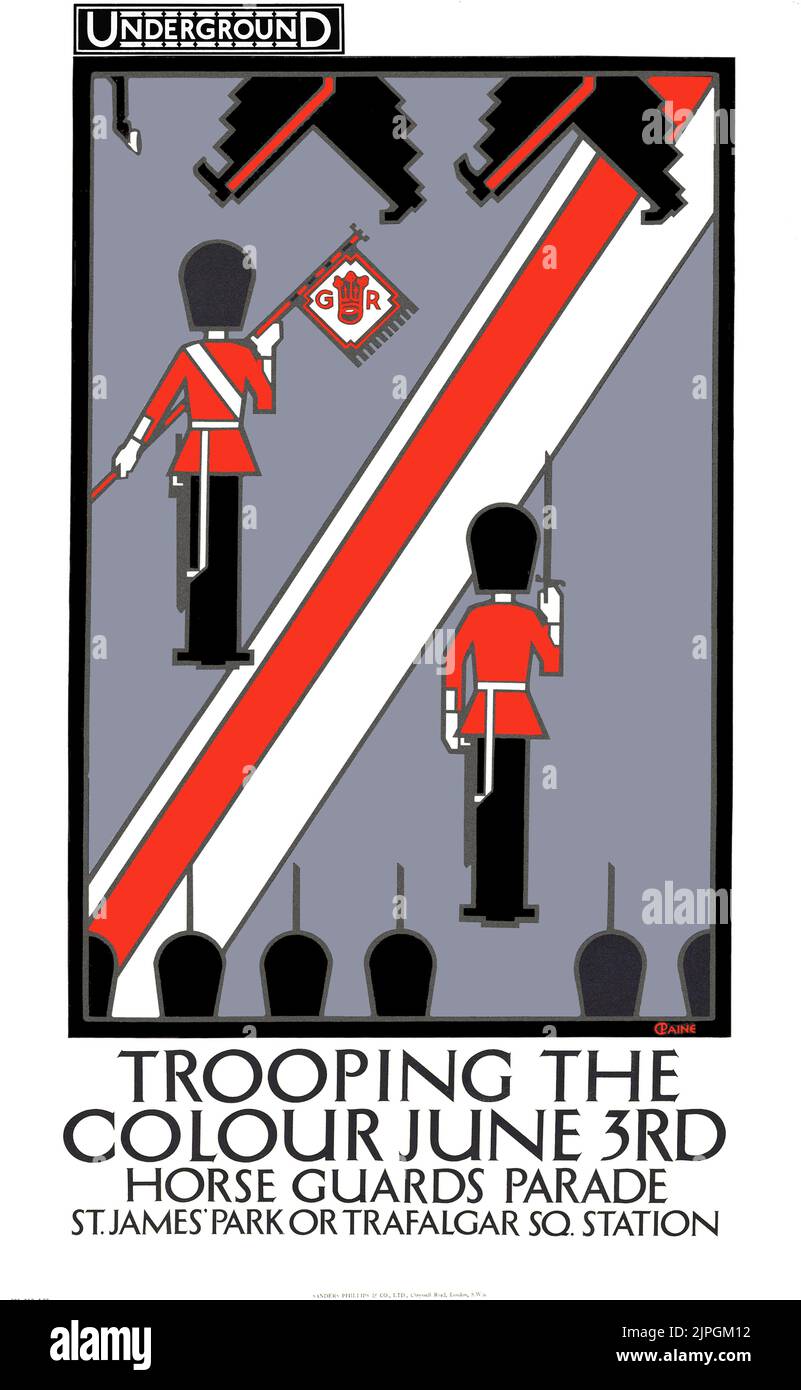 1922 Trooping The Color Poster 3 juin, parade des gardes à cheval, Londres, Angleterre Banque D'Images