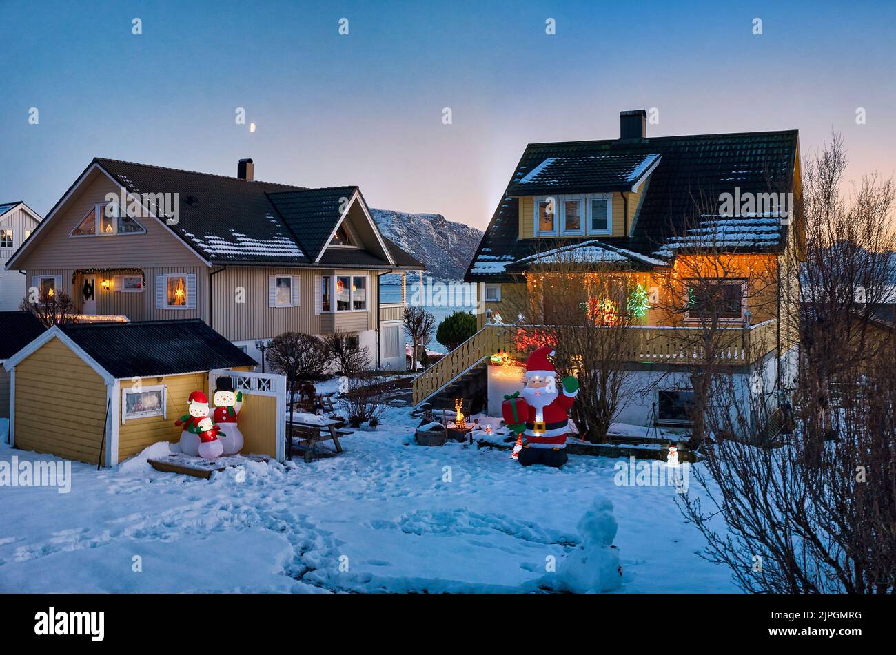 L'esprit de Noël sur Godøy, Sunnmøre, Møre og Romsdal, Norvège. Banque D'Images
