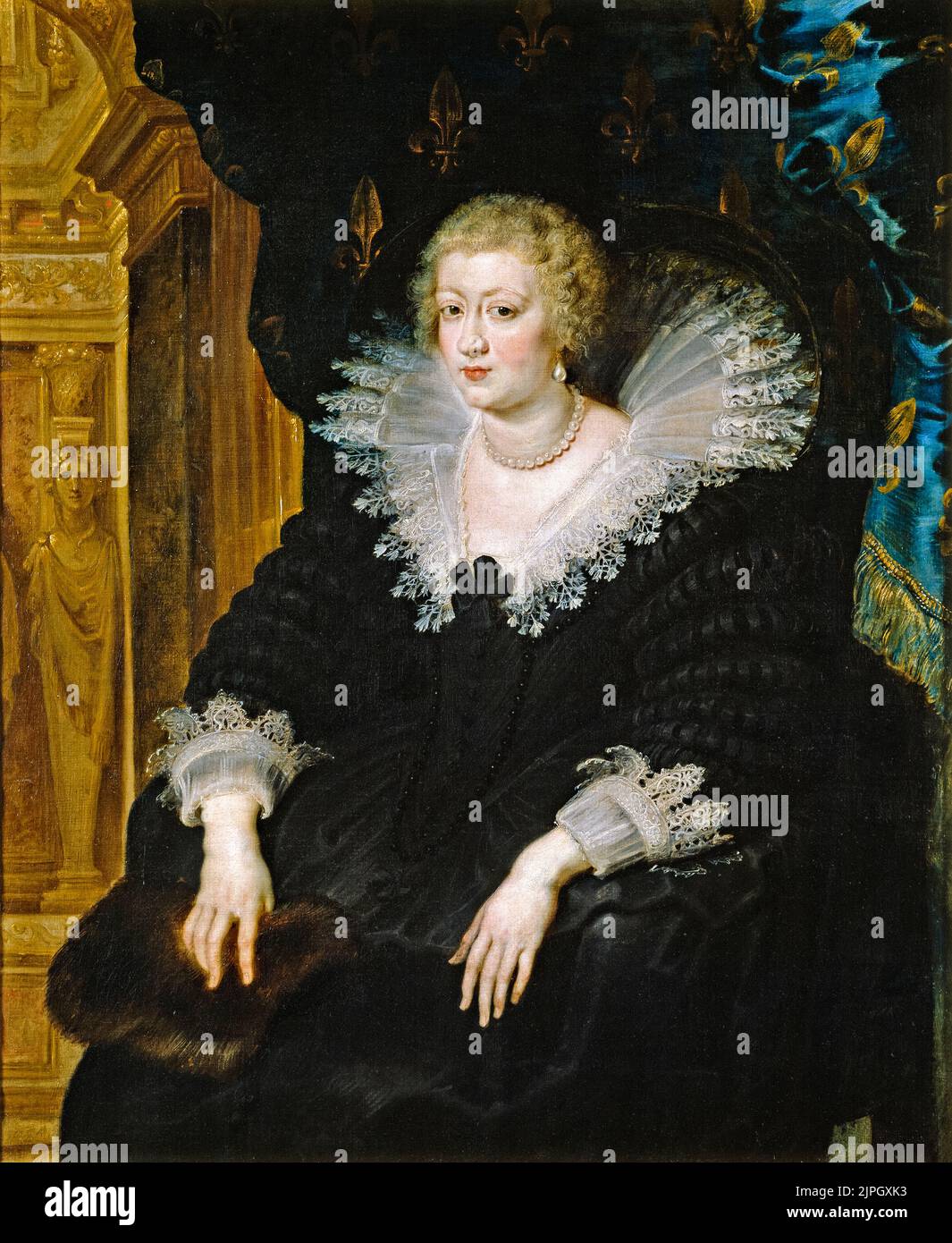 Anne d'Autriche (1601-1666), reine de France, épouse de Louis XIII, roi de France, portrait peint à l'huile sur toile par Peter Paul Rubens, vers 1622 Banque D'Images