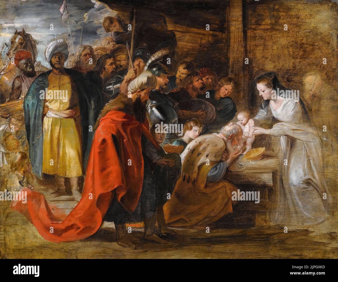 Peter Paul Rubens, l'adoration des Magi, peinture à l'huile, avant 1640 Banque D'Images