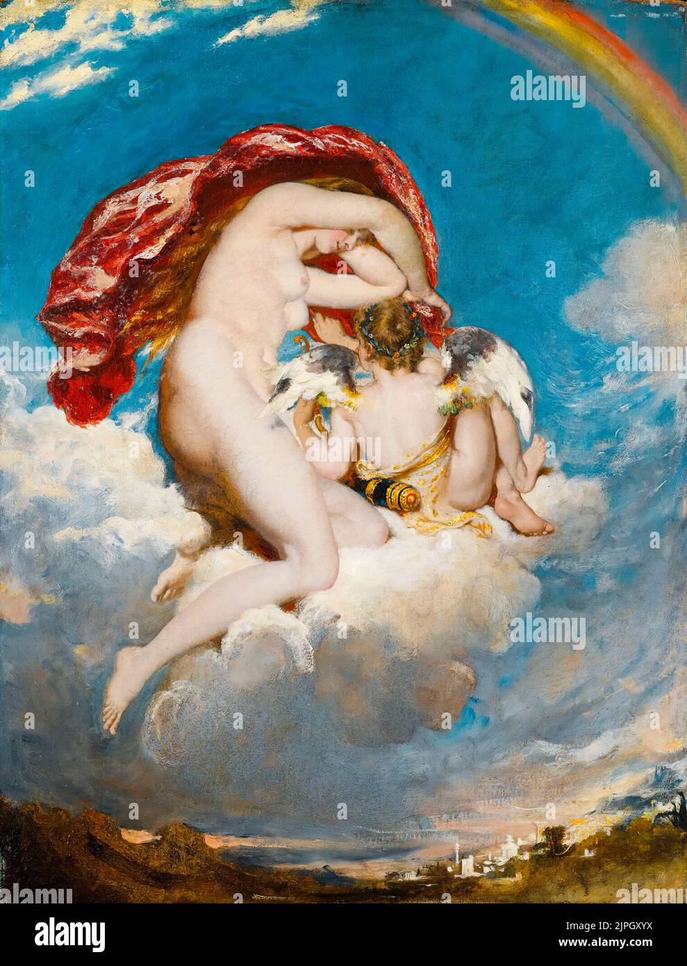 Vénus et Cupidon Descending, peinture dans l'huile à bord par William Etty, avant 1849 Banque D'Images