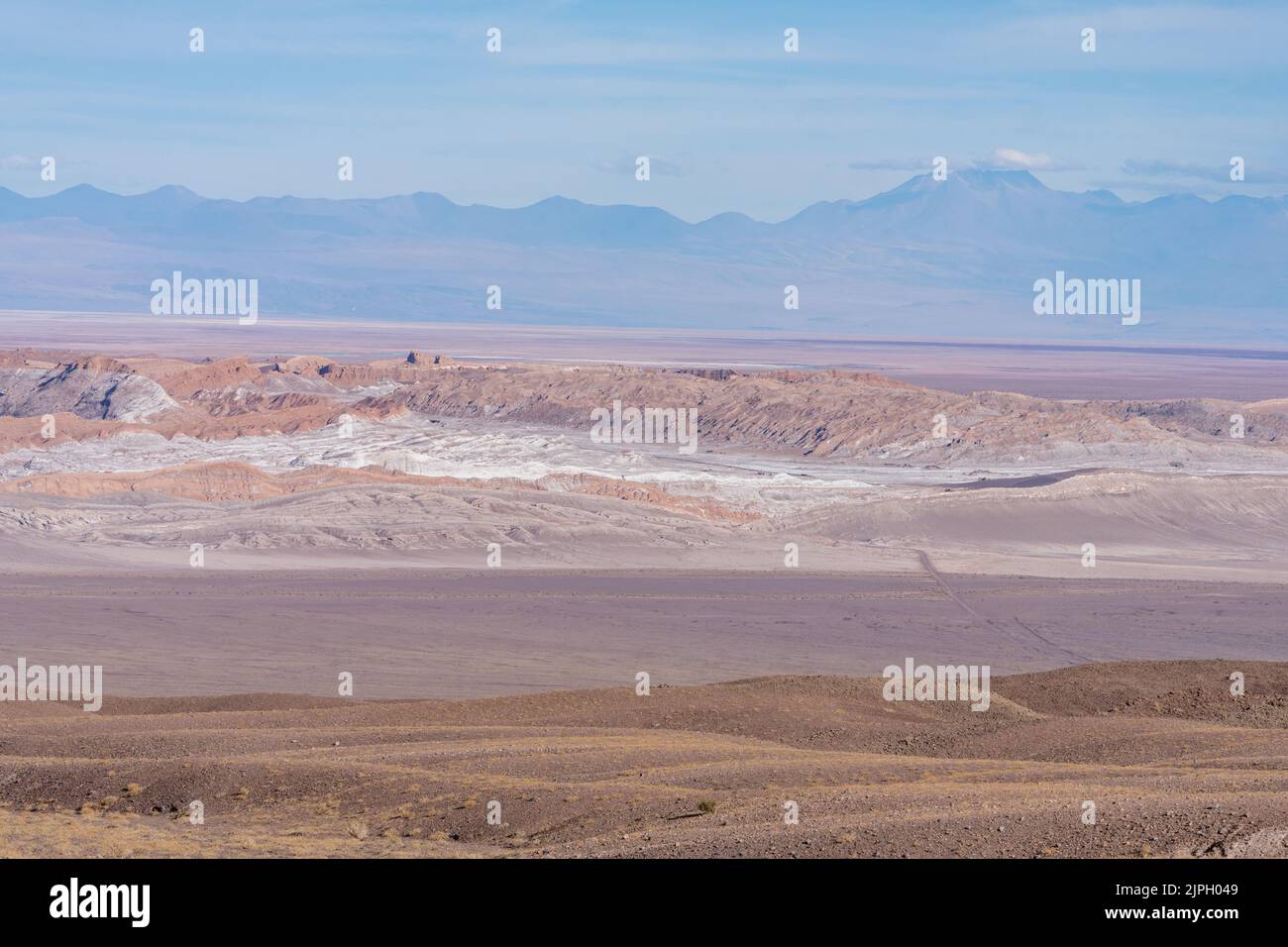 La Vallée de la Lune, vue de l'ouest, près de San Pedro de Atacama