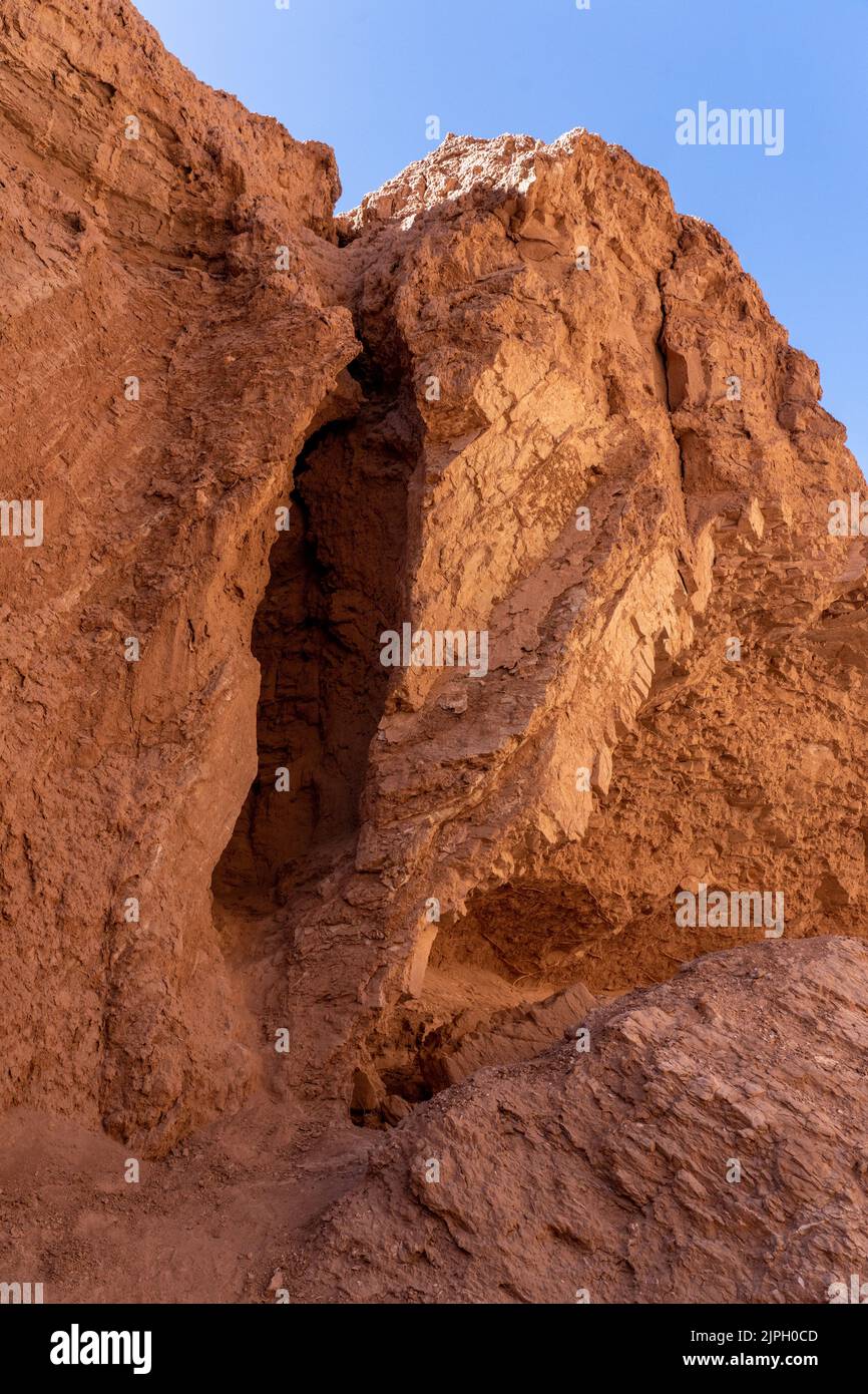 Quebrada de Chulakao, Garganta del Diablo ou la gorge du diable, un canyon de fente dans le désert d'Atacama au Chili. Banque D'Images
