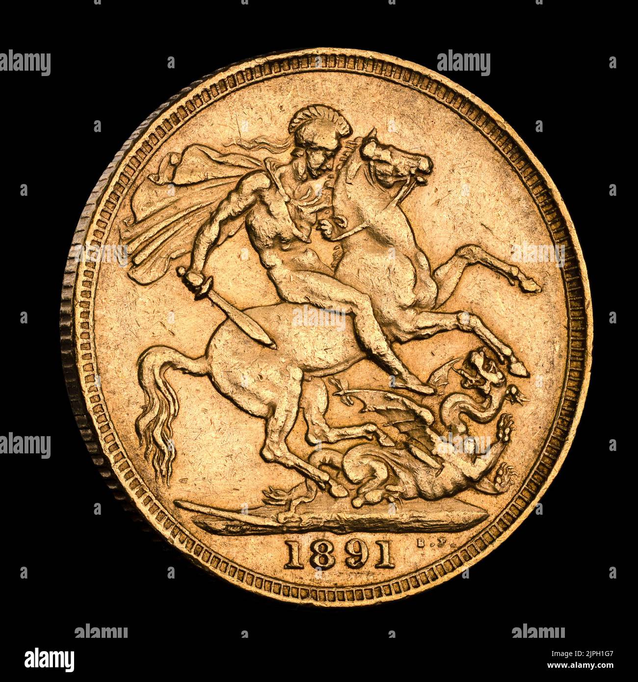 1891 pièce souveraine d'or - inversée Banque D'Images