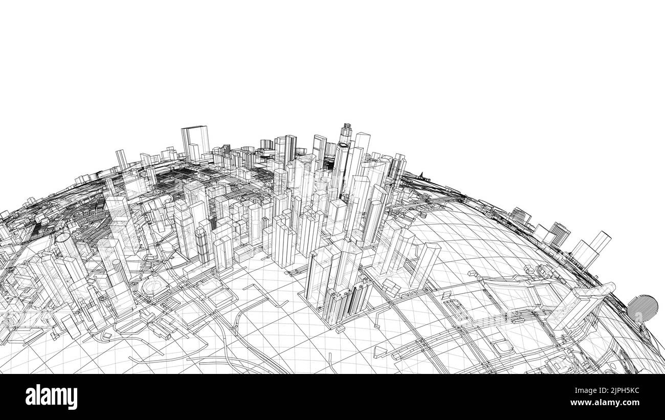 Ville sur petite planète. Rendu vectoriel de 3D Illustration de Vecteur