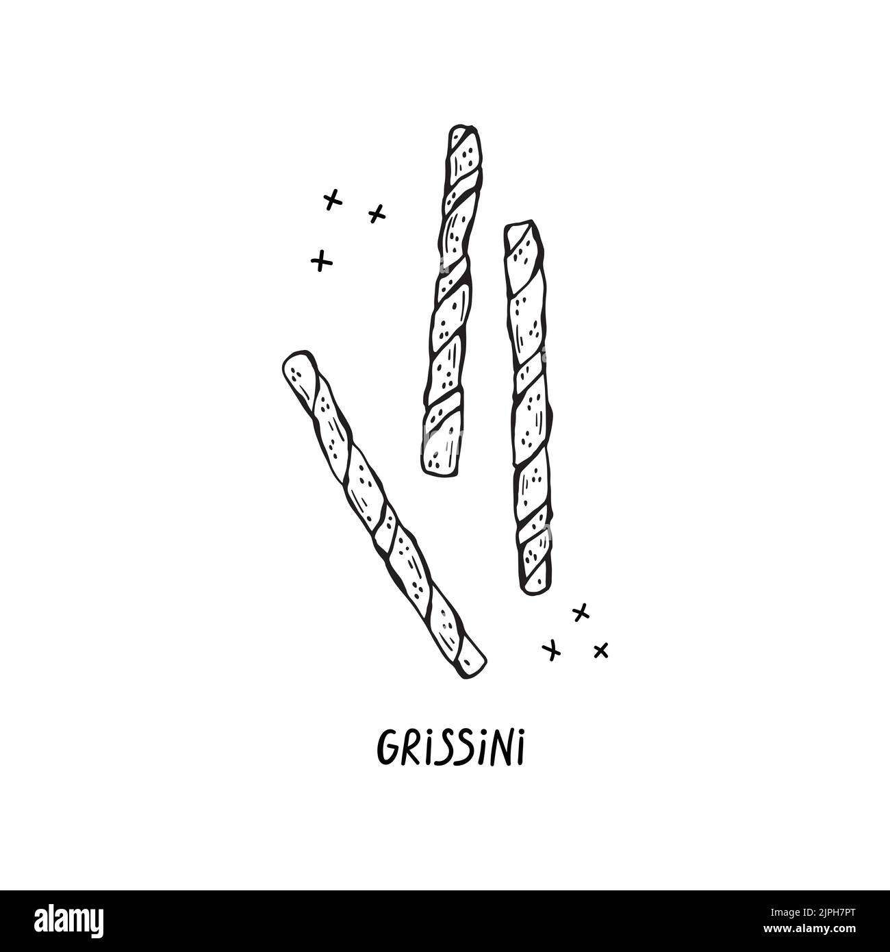 Illustration vectorielle à la main de la cuisine italienne. Grissini. Illustration de Vecteur