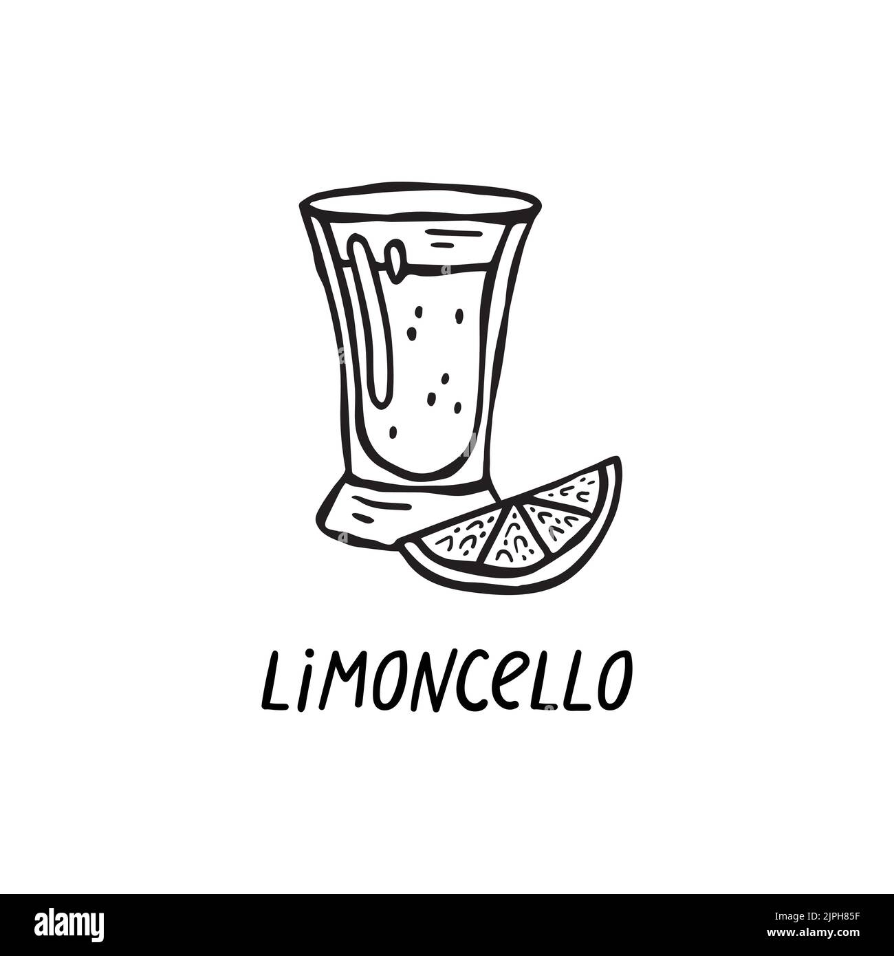 Illustration vectorielle à la main de la cuisine italienne. Limoncello Illustration de Vecteur