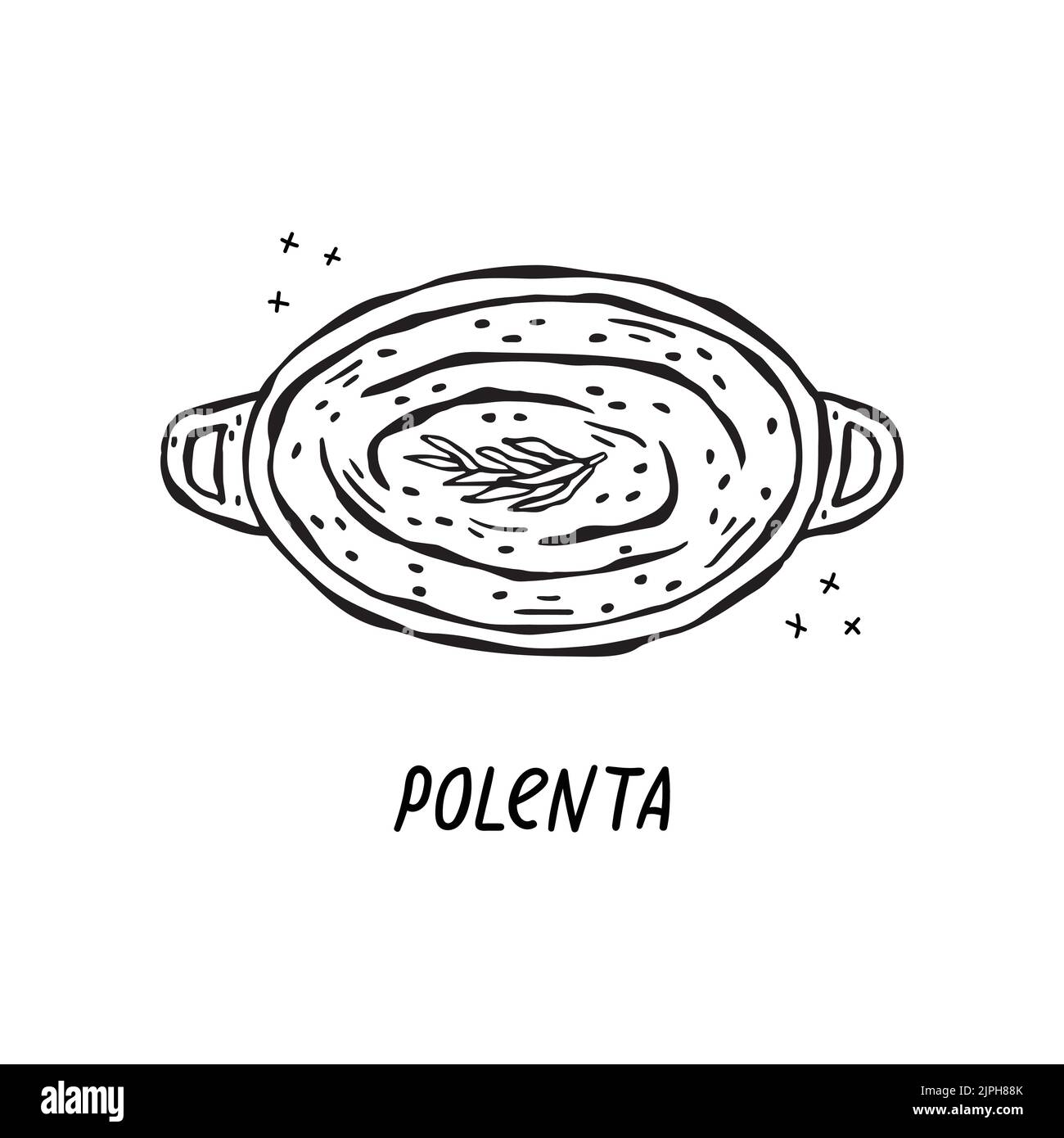 Illustration vectorielle à la main de la cuisine italienne. Polenta. Illustration de Vecteur