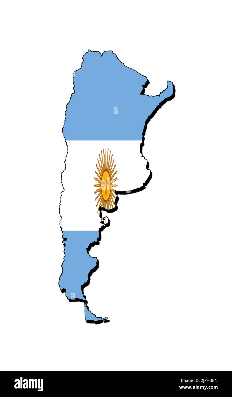 Silhouette de la carte de l'Argentine avec son drapeau Banque D'Images