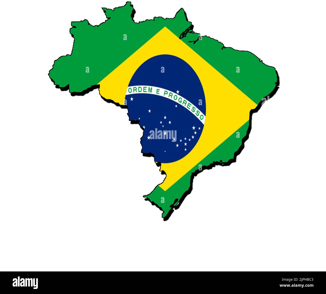 Silhouette de la carte du Brésil avec son drapeau Banque D'Images